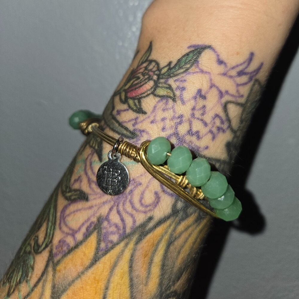 Bourbon and Bowties Pastel Green Beaded Bangle
